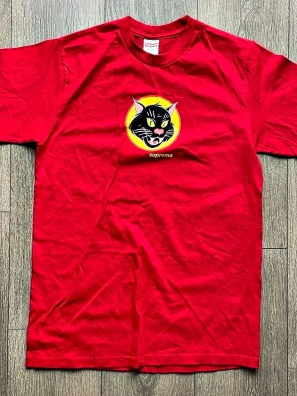 Supreme Black Cat Tee Graphic T-Shirt Red Small